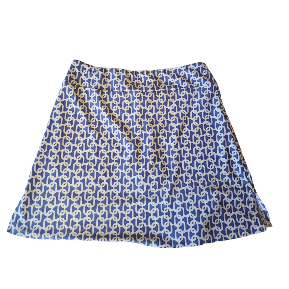 Jude Connally Sonja Skort Blue & White Chain Link Pattern - Picture 2 of 5